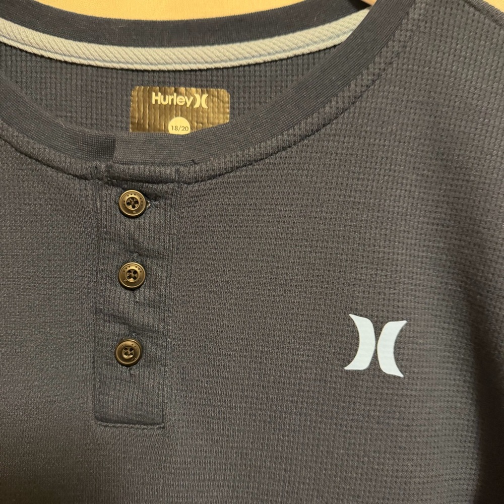 Hurley Dark Blue‎ Long Sleeve Henley - Picture 2 of 4